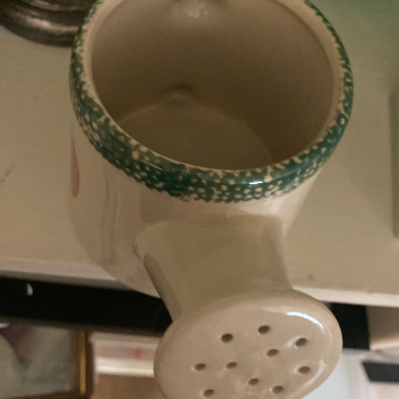 Vintage Hermitage Pottery spongeware watering can pitcher Farm Decor - Picture 3 of 4